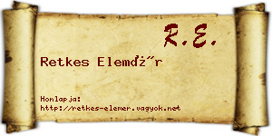 Retkes Elemér névjegykártya